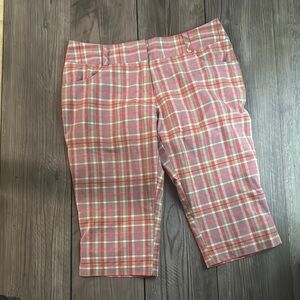 Adidas pink  Plaid Capri golf  Pants size 8